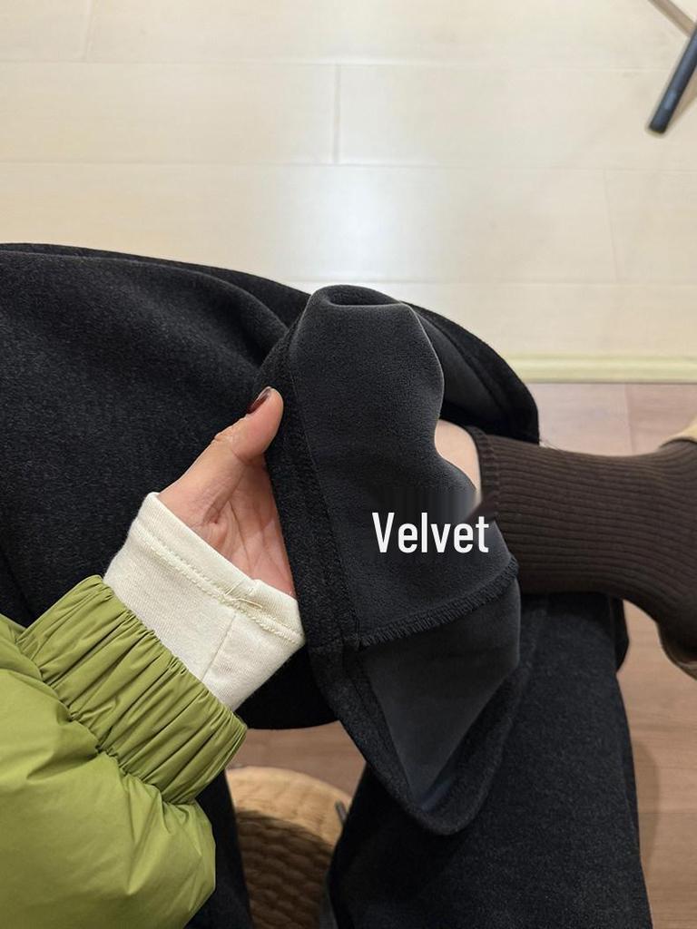 2025 Winter Korean High-Waisted Micro-Flare Pants: Versatile, Loose, Age-Reducing Women's Straight-Leg Trousers