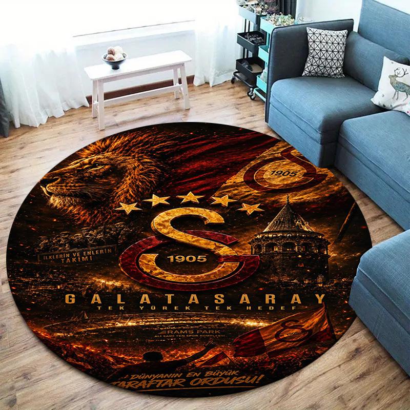 Galatasaray S Round Area Rug,Carpet Rug for Living Room Bedroom Sofa Playroom Decor,Non-slip Floor Mat