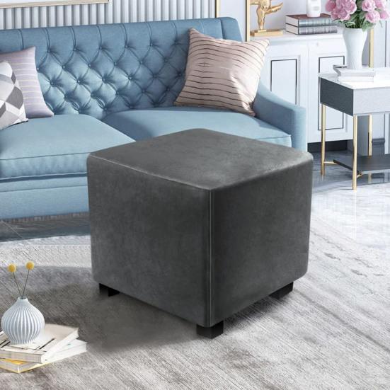 Stool Cover Stretchable Slipcover Stain-resistant Square Footstool Protection Cover for Home Furniture Decoration