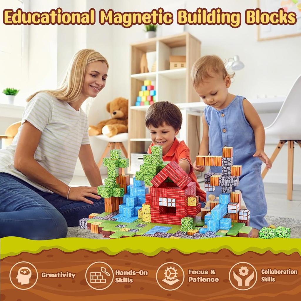 Magnetic Blocks, 100 PCS Magnetic Magic Forest Set for Boys & Girls Toys, STEM Sensory Toys for Kids Ages 3-5, 4-8, 8-12 Christmas Birthday Gifts