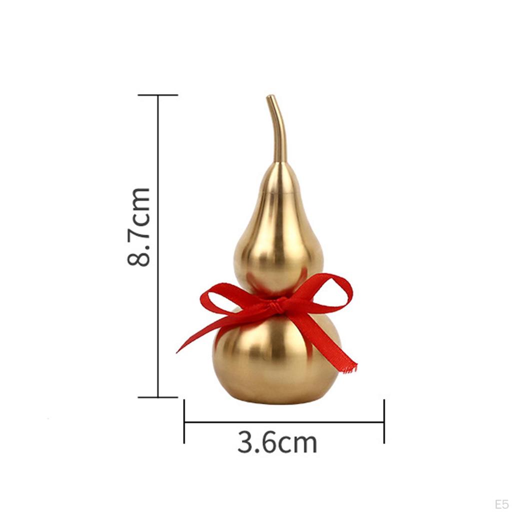 Antique Pure Copper Gourd Sculpture Feng Shui Ornaments Open Lid Arts Chinese Keychain for Home