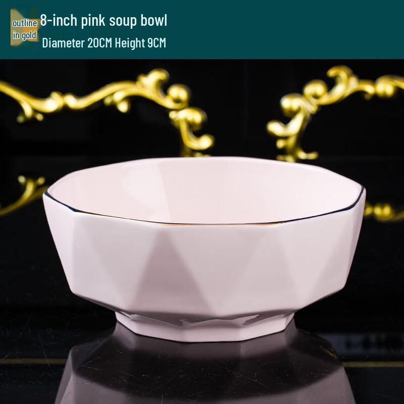 

Linpan Ceramic Gold Diamond Soup Bowl