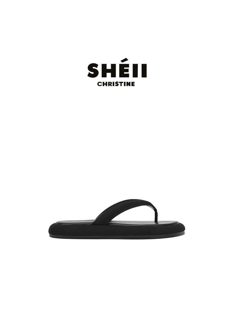 

Su Yinyin has the same style of stepping on shit, beach vacation thick-soled flip-flops, women s minimalist style, casual and versatile flat-bottomed 40 чорний
