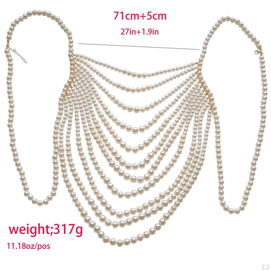 Perlen-Körperkette, Schmuck für Damen, BH-Ketten, trendiges bauchfreies Top, Neckholder-Outfit für Rave-Festivals und Hochzeiten