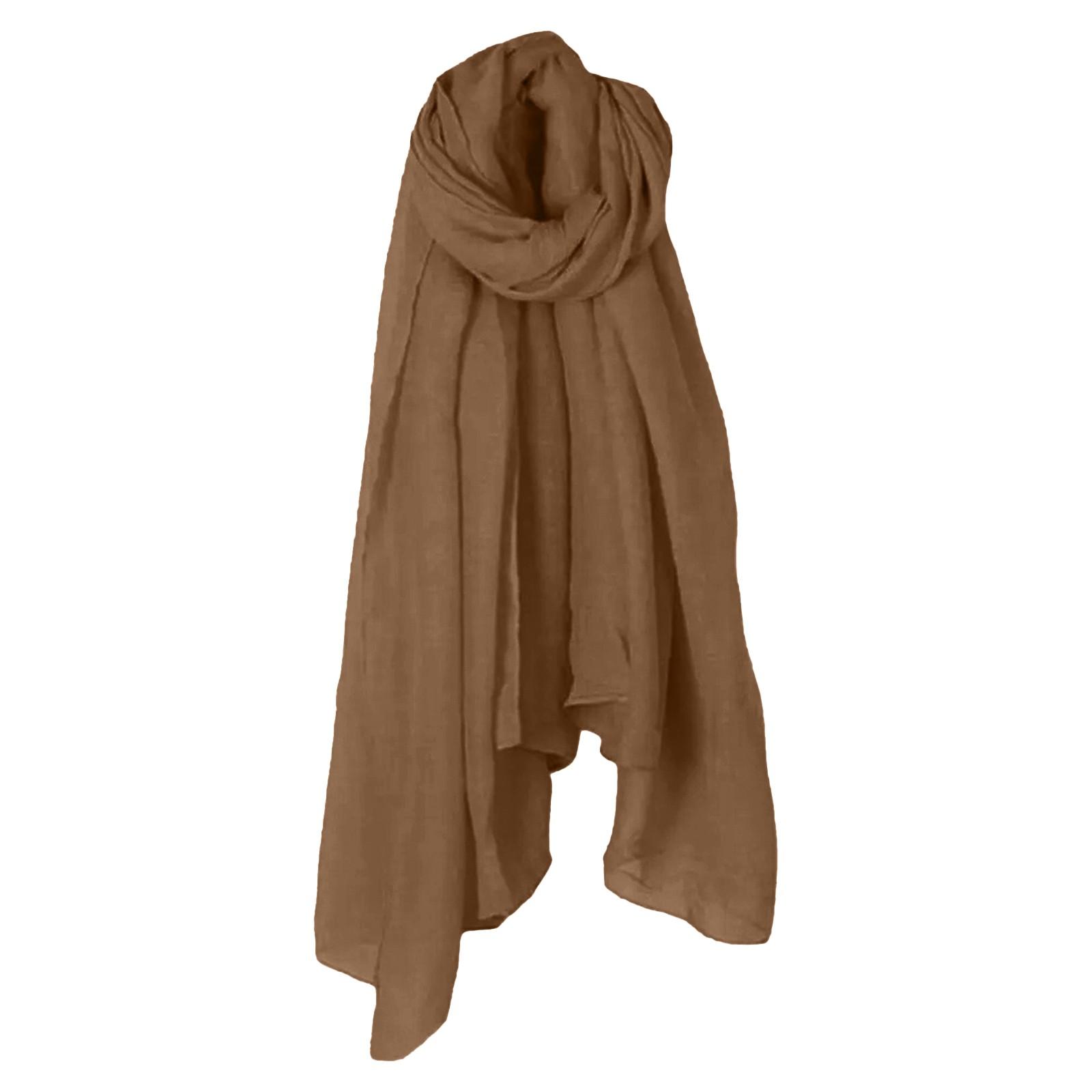

Шарф з бавовни та льону, жіноча весна та літо, нова етніка, однотонна шаль, цукерковий колір, плісирований шарф, шовковий шарф із хіджабом One Size хакі