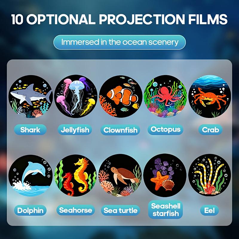 Multi Color LED USB Ocean Life Projection Light Projector Lamp for Party Kids Night Nursery Room Decor