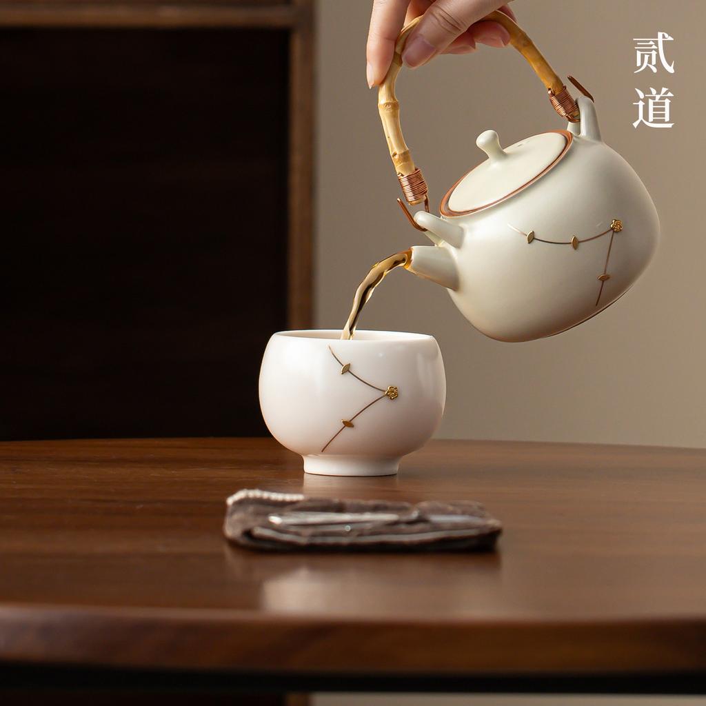 Guochao Palace Museum Cultural Creativity Five Famous Kiln Tea Set Teacup Gift Box Set Gifts for Elders and Foreign Clients