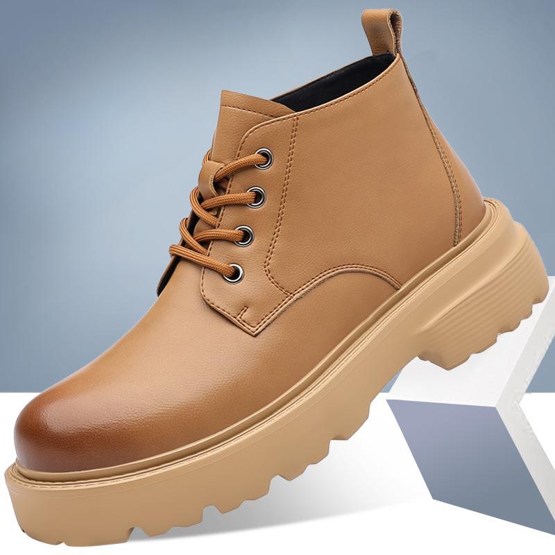 

Модные мужские мотоциклетные ботинки из коровьей кожи на платформе, осенне-зимние, с мягкой подошвой, дизайнерские повседневные мужские ботильоны в стиле ретро 38