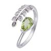 Anello Tesoro Peridoto Colorato Pietra Preziosa Naturale Anello Semplice Foglia Dita Indice Argento Sterling 925 Intero Corpo Donna