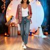 Women's Lightweight Loose Fit Vintage Floral Print Three-Quarter Sleeve Cardigan for Casual Daily Wear