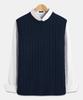 Topboy Regular Fit Cable Round Neck Knit Vest Navy