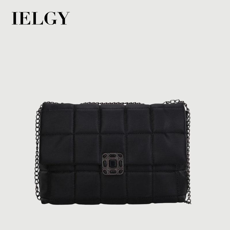 IELGY Vintage Lock Rhombus Chain Bag Women's One Shoulder Messenger Bag