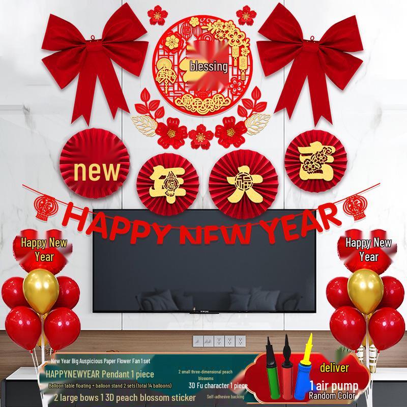 New Year Spring Festival Paper Fan Flower Decorations for Store and Home