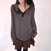 Striped Long Sleeved Casual Fashion Hooded Women's Clothing Y2k Top