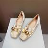 Retro new Chinese style 2025 spring new low-heeled women's shoes square head single shoes women's beanie shoes flat loafers