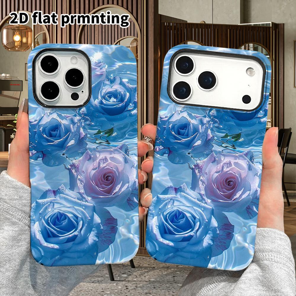 Phone Case: 2D Flat Suitable for iPhone 18 17 16 15 14 13 Pro Film Protective Case, Couple Style, Underwater Rose, Christmas and Halloween Gifts