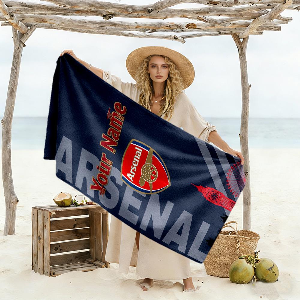 Arsenal F.c. Personalized Name Beach Towel Quick-Dry Soft Microfiber Suitable for Sports Travel Swimming Yoga Bathroom Beach And Pool