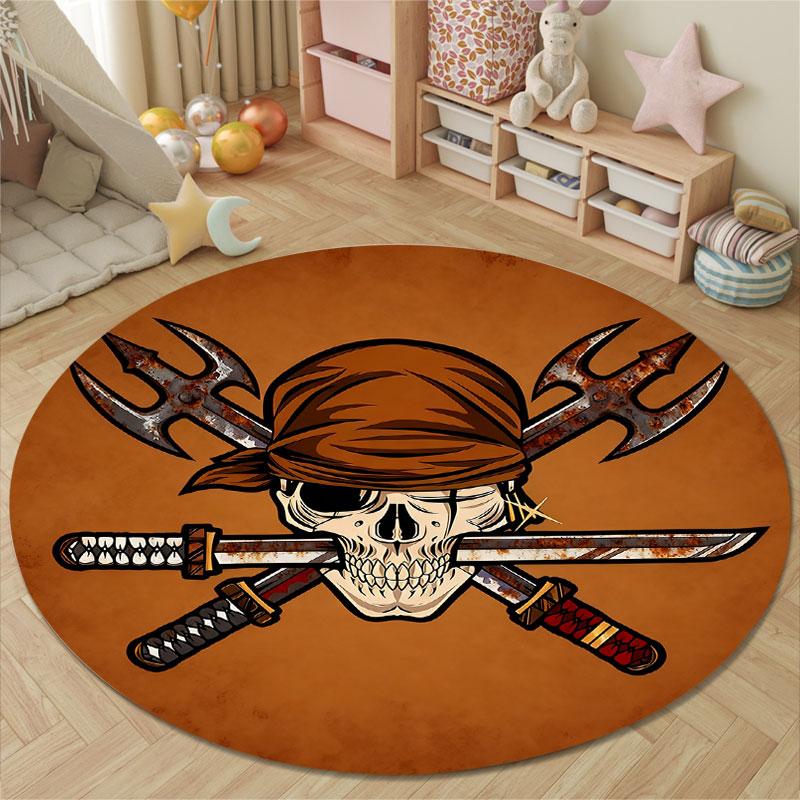 Glam Round Pop Art Multicolor Accent Rug, Non-Slip Floor Mat for Bathroom