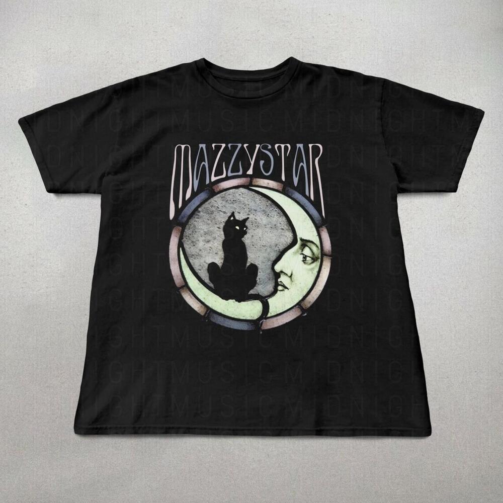 Новая черная футболка Mazzy Star Moon and Cat с коротким рукавом, унисекс S-5XL XXL