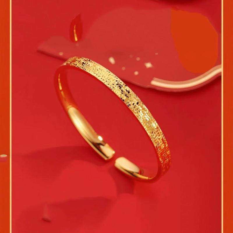 Gold Plated Bangle With Sparkling Crushed Ice Texture And Comfort Fit Design Perfect For Daily Wear Anniversary Party Gift