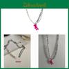 Pink Bear Pendant Necklace For Women Girls Cute Animal Jewelry With Pearl Chain