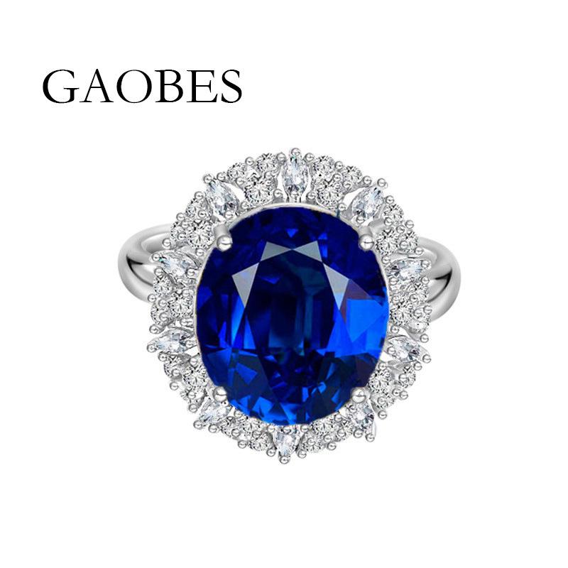 S925 Sterling Silver Women's Ring with Blue, Red, and Yellow Gemstones - 10 Carat Full Diamond Design.