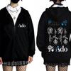 Ado Welttournee Hibana Reißverschluss Hoodie Herren Damen Mode Japanischer Stil Reißverschluss Jacke Unisex Lässig Fleece Reißverschluss Sweatshirt