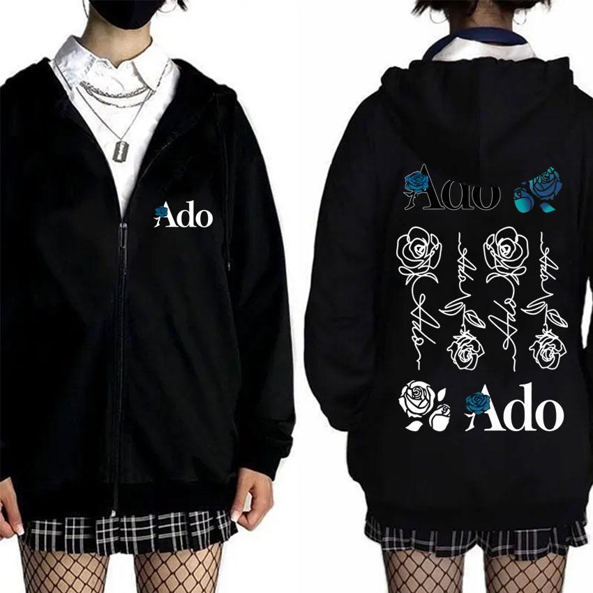 Ado Welttournee Hibana Reißverschluss Hoodie Herren Damen Mode Japanischer Stil Reißverschluss Jacke Unisex Lässig Fleece Reißverschluss Sweatshirt