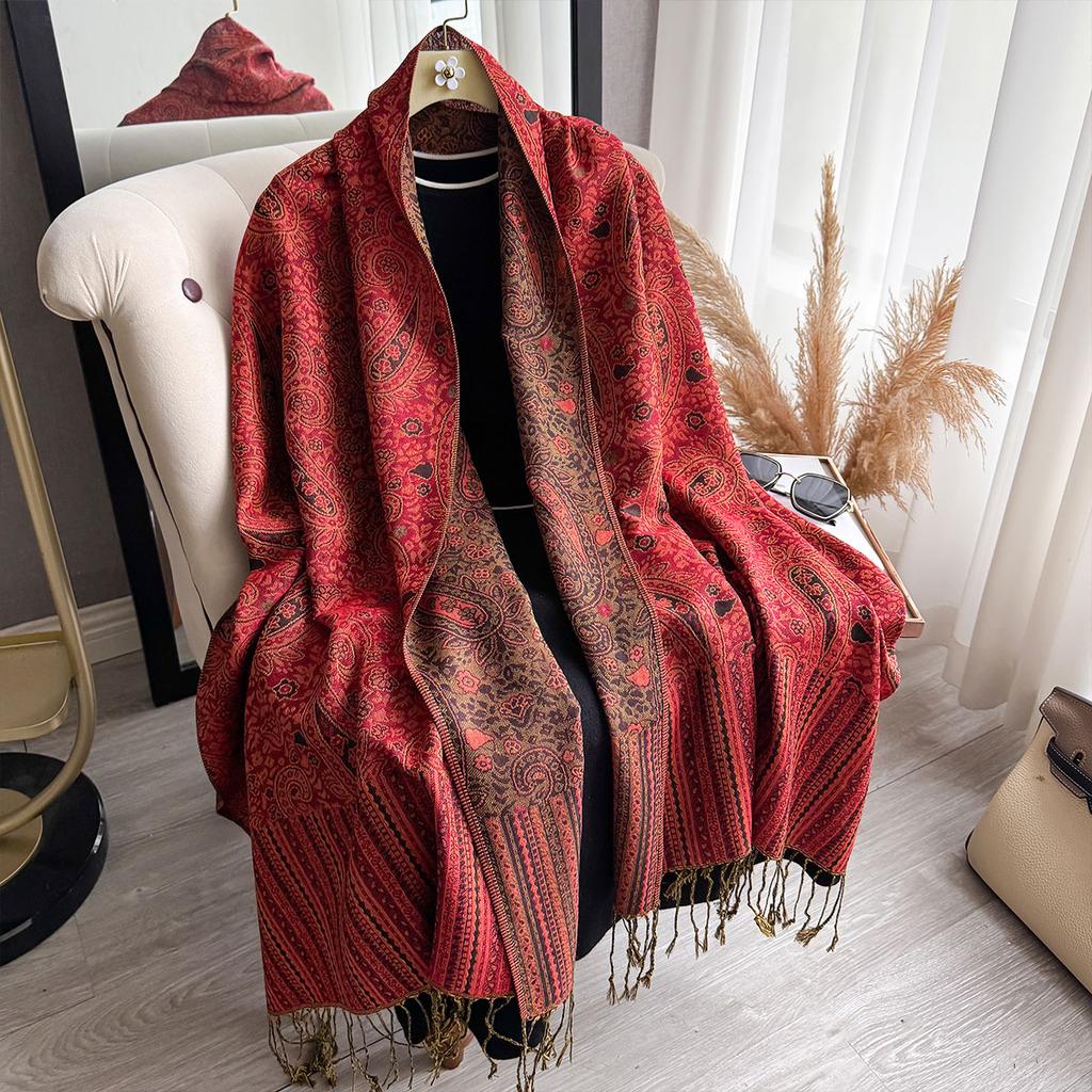 Women Scarf Luxury Bohemian Style Shawl Spring And Summer Jacquard Paisley Pattern Designer Lady Muslim Hijab Pashmina