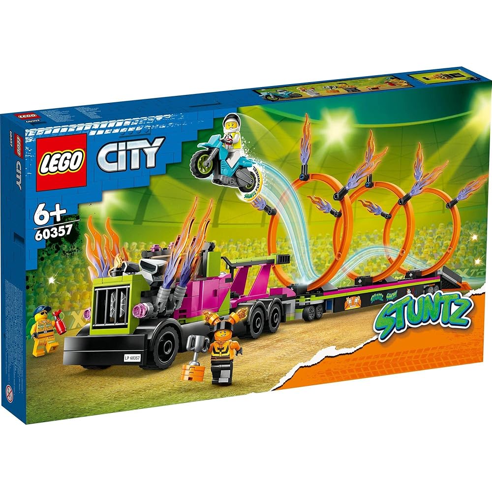 LEGO City Trailer Truck and Fire Ring Challenge Toy Building Blocks Vehicle for Boys and Girls Age 6 and Up