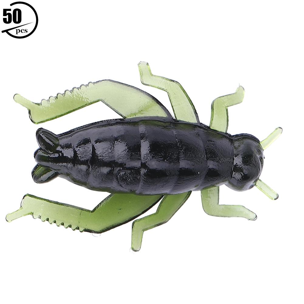 

50 шт. Рыболовные приманки Искусственная приманка Зеленые Мягкий пластик Насекомые-сверчки