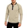 Men's Casual Solid Color Buckle Quick Dry Shoulder  Long Sleeved