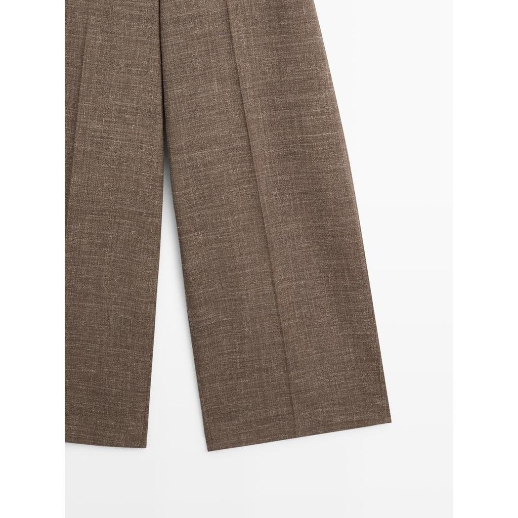 Masimodutti Wool Blend Wide Leg Volume Pants