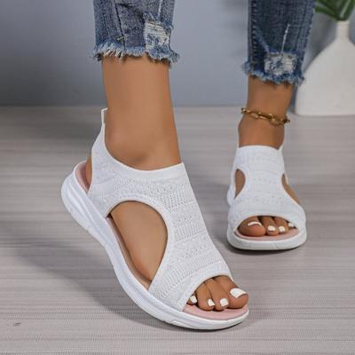 2025 Fashionable and Comfortable Solid Color Mesh Breathable Women's Sandals for Outer Wear Beach Casual Slip-on Women's Shoes
