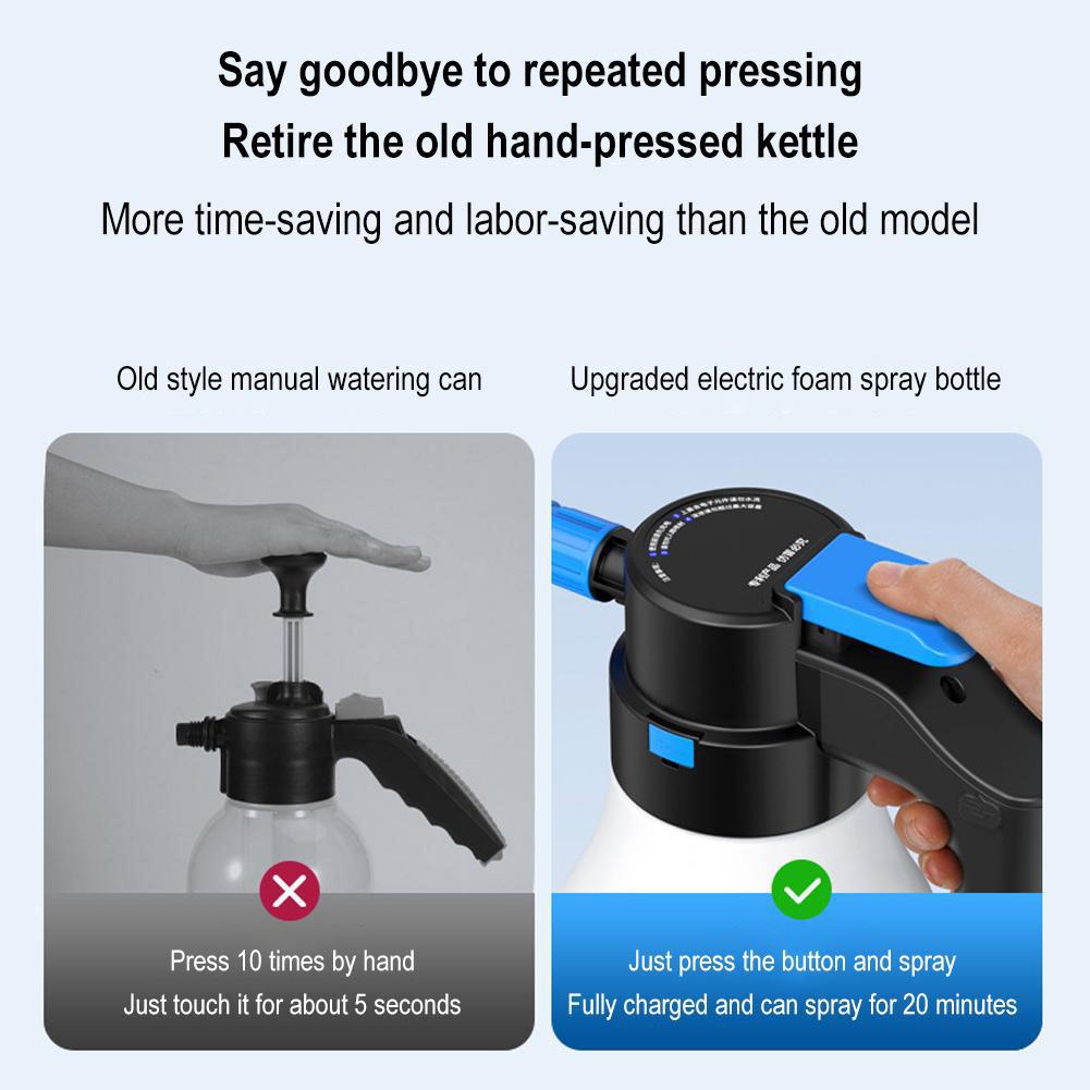 1.5L Electric Foam Sprayer Foaming Pump For Car Wash USB Rechargeable Watering Can Home Snow Foam Blaster Water Sprayer N5N5