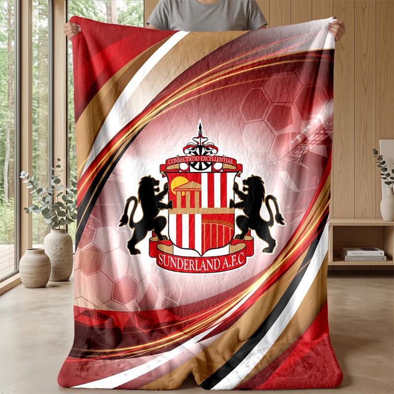 Sunderland Football Print Flannel Blanket, Soft Warm Lightweight Throw Blanket for Sofa Bed Camping