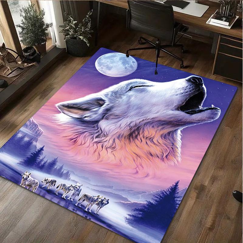 1Pc Tiger and Wolf Print Rug - home decoration Carpet For Living Room Bedroom Flooring Computer Chair Area Rug