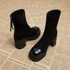 Martin boots women's high heels 2025 autumn and winter new platform short boots thick heel elastic boots temperament increased thin boots