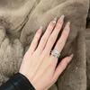 Light Luxury Inlaid Cubic Zircon Finger Ring for Women Classic Cross Design Open Ring Bride Zircon for Engagement Wedding