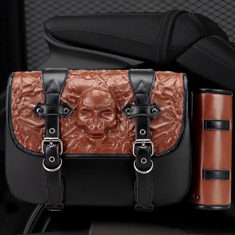 Universell Passend Einfache Montage Aufbewahrungstasche Große Kapazität Vintage Motorrad Satteltaschen PU-Leder Seitentaschen zum Fahren