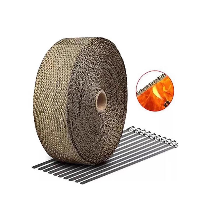 Motocyklowa Taśma Termiczna Wydechu Owijka Termiczna Osłona Włókno Szklane Bawełna Izolacyjna Wysoka Temperatura Ochrona Części Samochodowe
