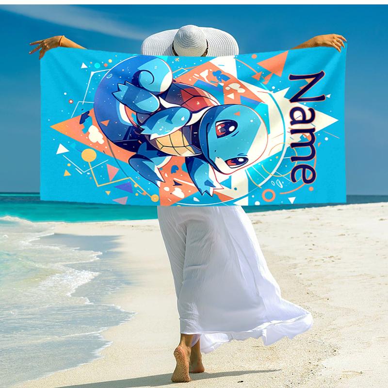 Personalized customized proof beach towel with Pokémon pattern - soft, absorbent,quick-drying,perfect swimming,camping&bathing