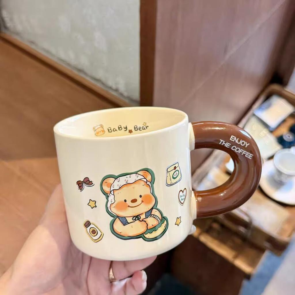 Mug with lid with straw cup high value ins ceramic water cup women's home office coffee breakfast cup