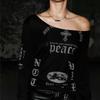 Badblood BCAC Series Retro Print Distressed Slim-Fit Long-Sleeve Women's T-Shirt