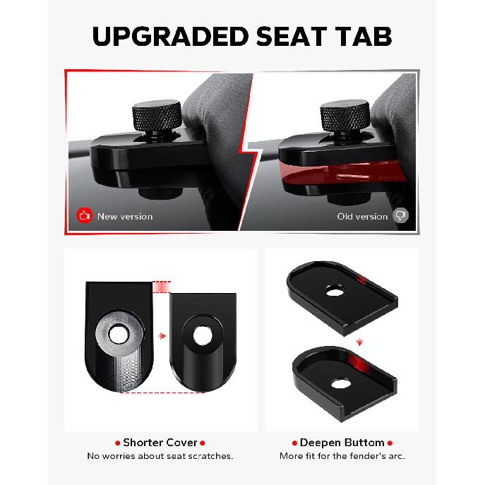 Amazicha Black Aluminium Seat Bolt Tab Screw Mount Knob Cover Compatible with Harley Davidson 1996-2024