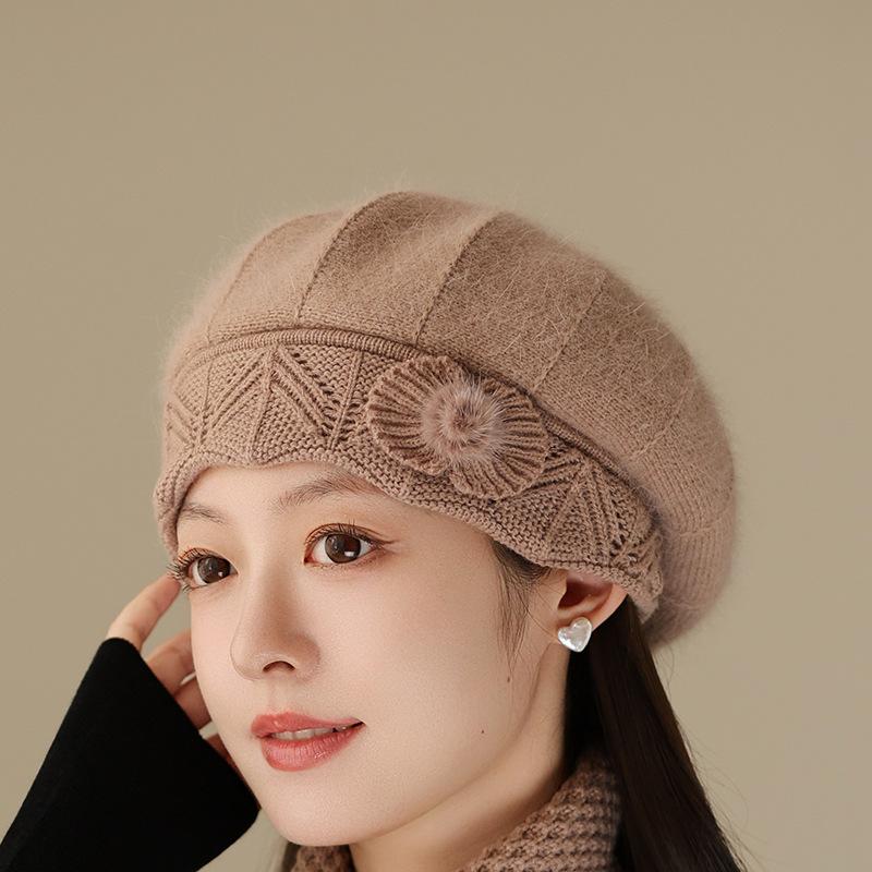 Winter Mother Hat Women's Fashion Knitted Beret In The Elderly Anti-cold Warm Wool Hat