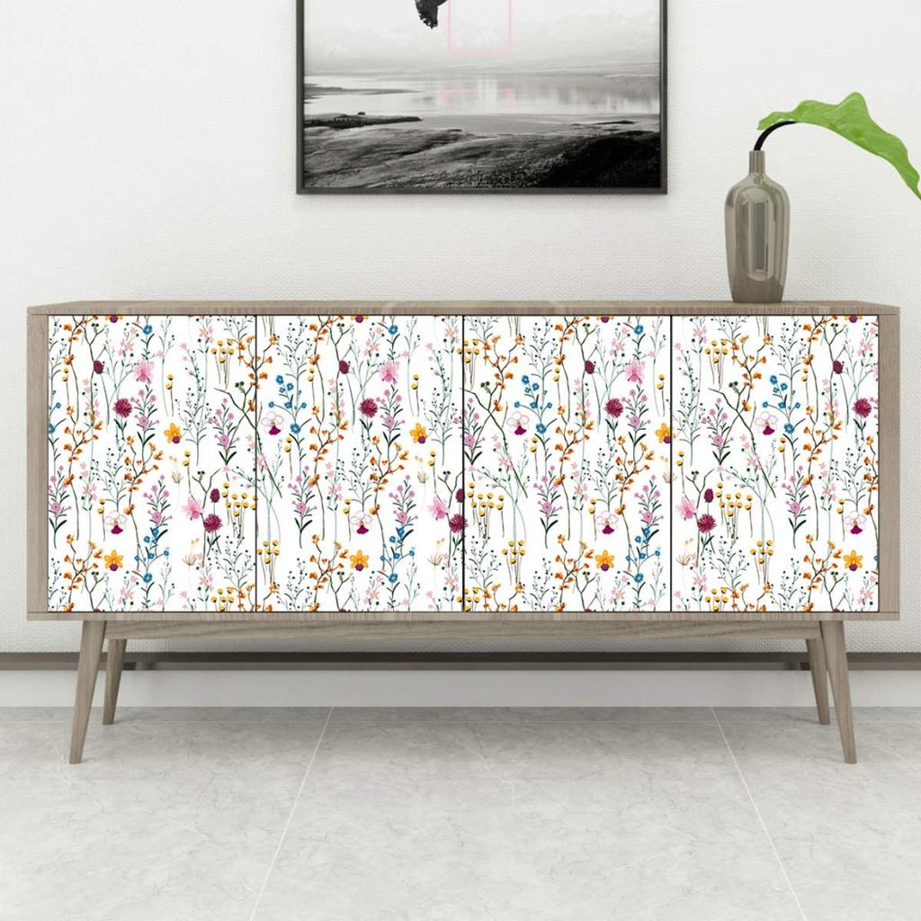 Floral Peel and Stick Wallpaper Multi Color Self-Adhesive Wall Paper Removable Wall Decor for Home Bedroom Walls Doors Stairs