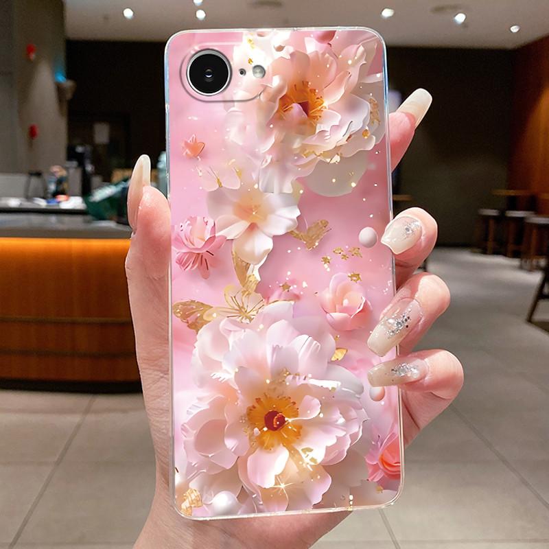 Per Custodia iPhone 17e Trasparente Lusso Moda Elegante Farfalla Fiore Morbido TPU Silicone Copri Telefono per Apple iPhone 17e 17 e Casing