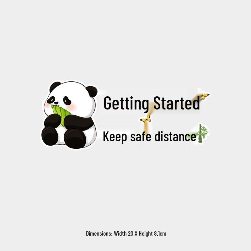 Panda Cartoon Reflective Warning Sticker: 'New Driver, Keep Distance' – Waterproof Rear Windshield Decal