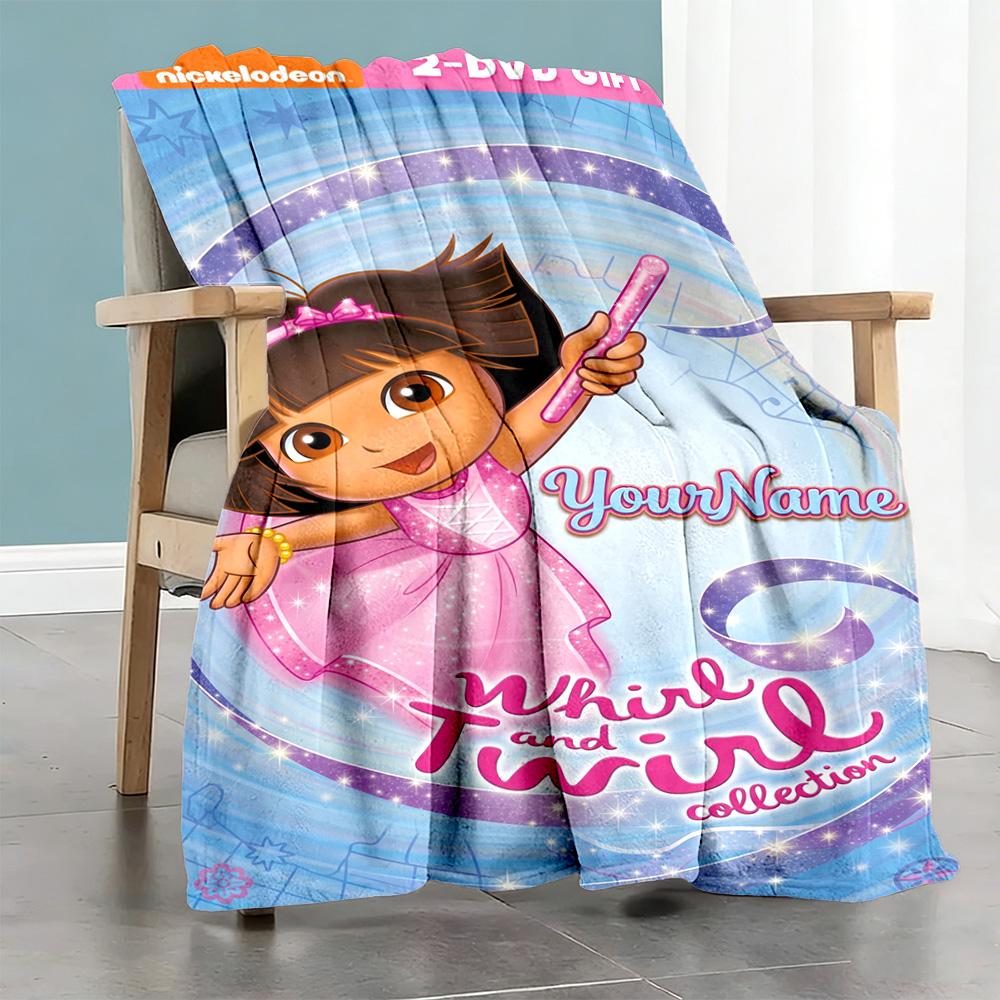 Dora Explorer Customize Text Blanket Multi-purpose Personalized Blanket Comfortable for Nap Bedding Couch Office Chair for All Occasions